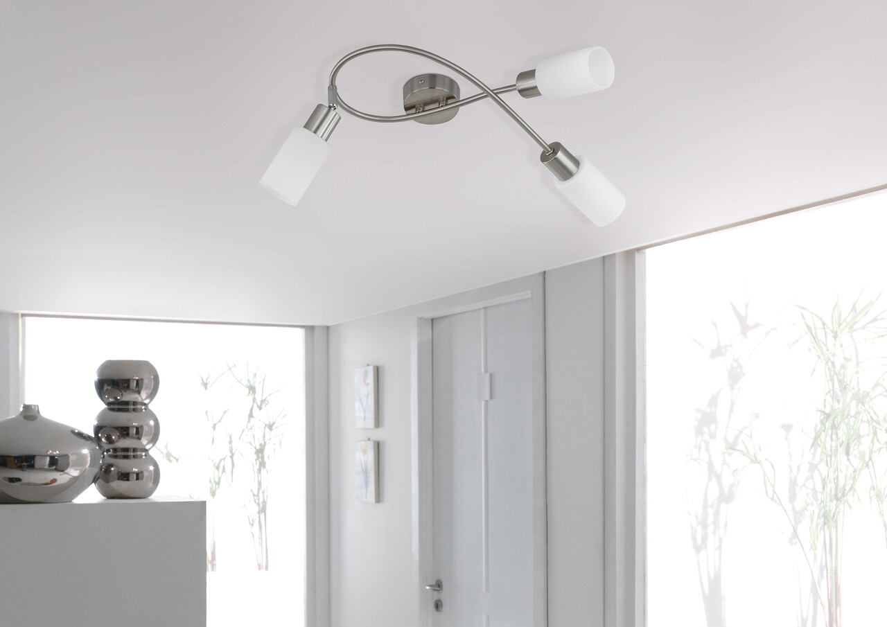 Plafoniera Mars, RL, 45x34.5x19.5 cm, 40W, 3x E14, metal, nichel mat/alb - imagine 4